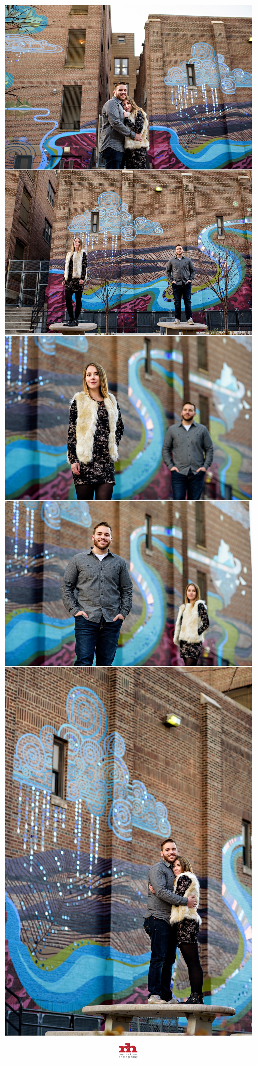 A couple hug each other in their Philadelphia Engagement Session.